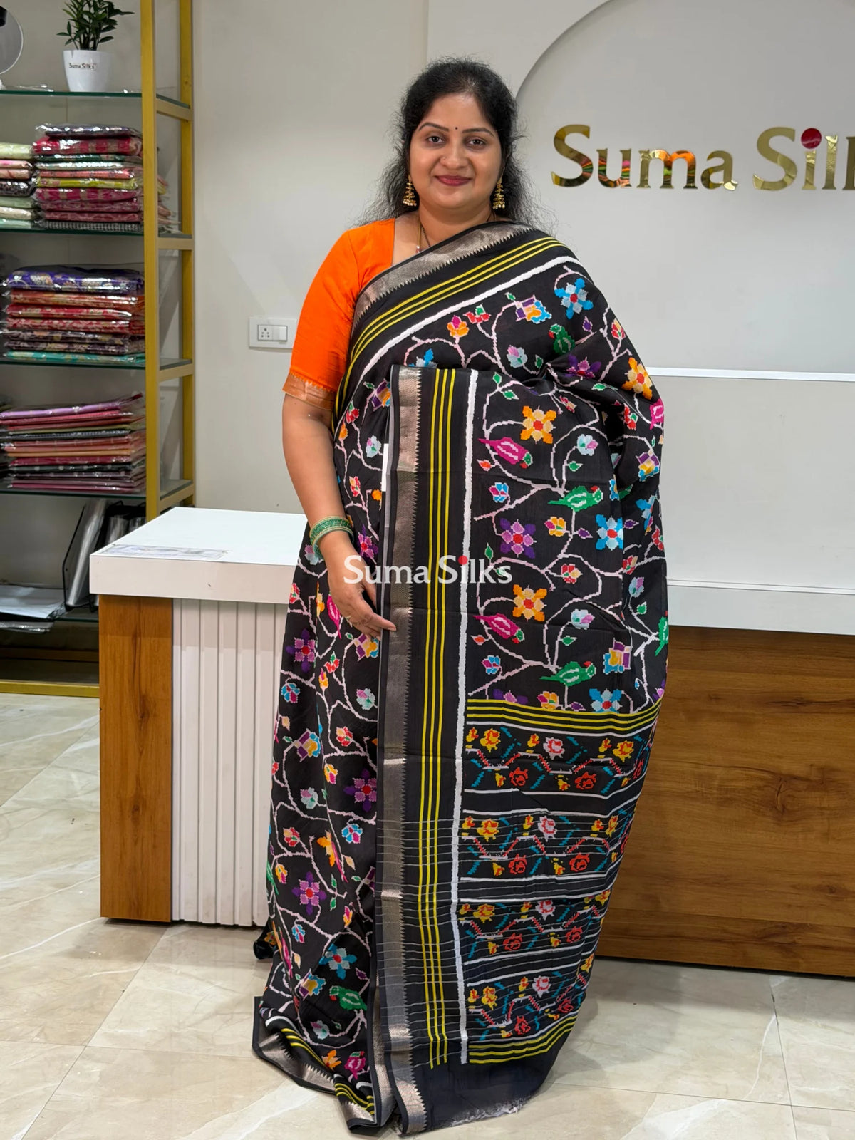 Mangalagiri Digital Print Patola Black