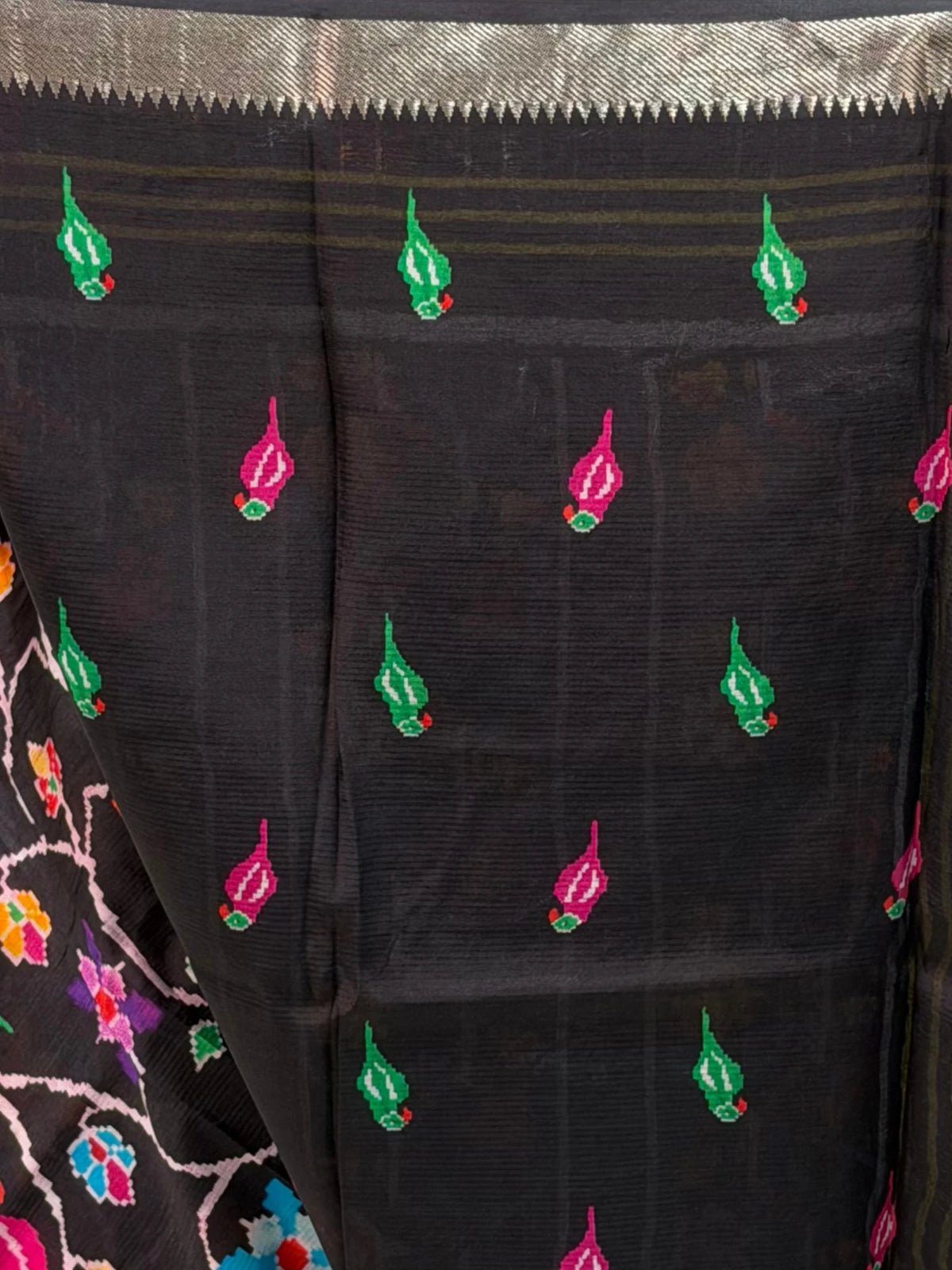 Mangalagiri Digital Print Patola Black