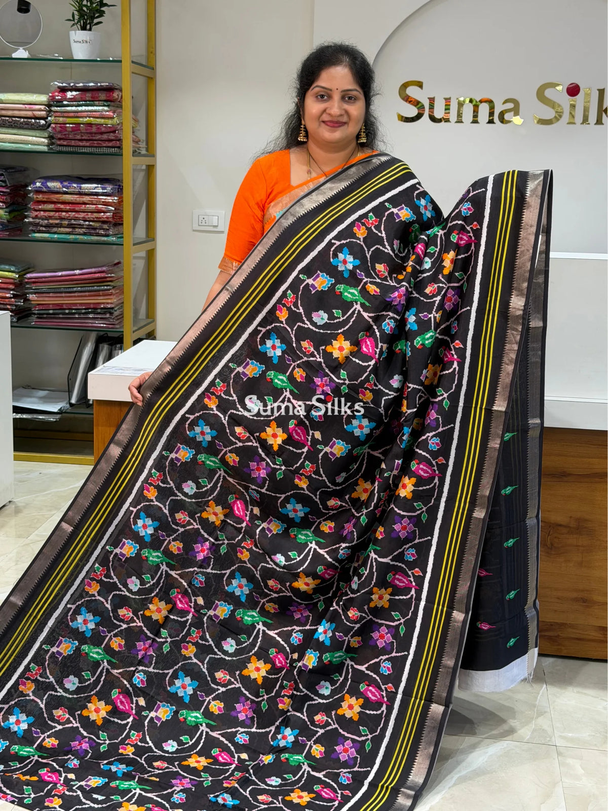 Mangalagiri Digital Print Patola Black