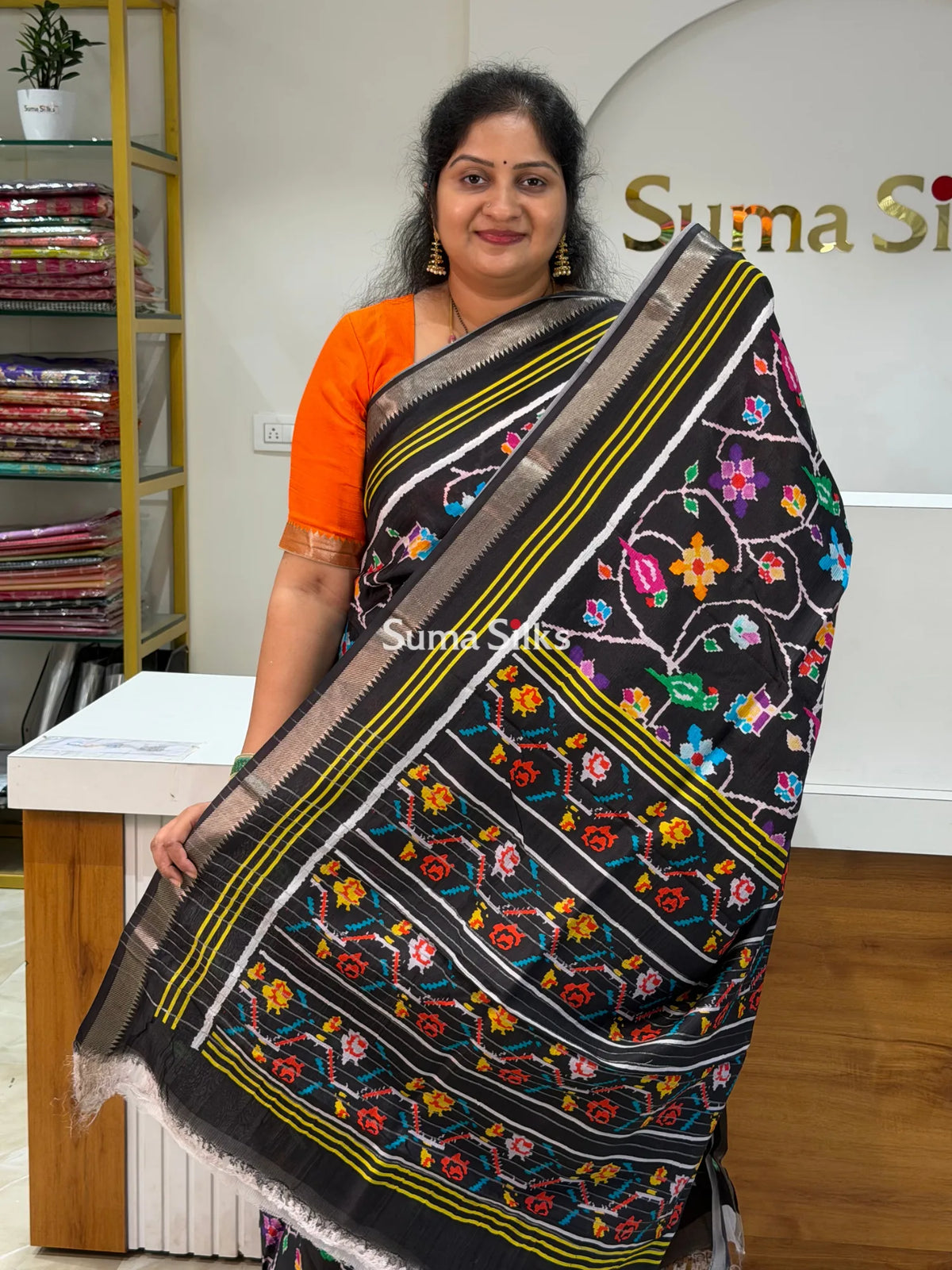 Mangalagiri Digital Print Patola Black