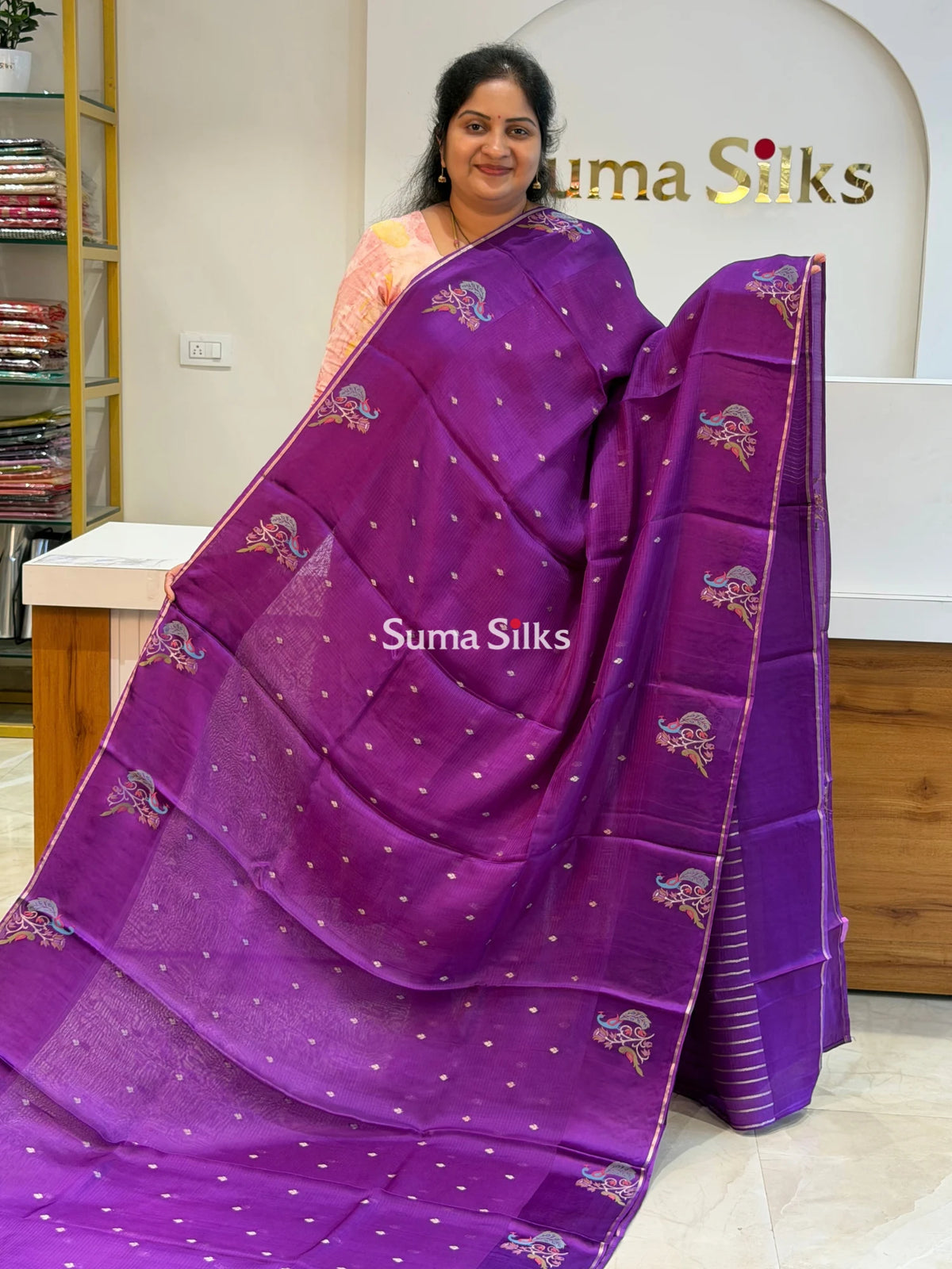 Manipuri Kota Paithani Border Saree Purple Color