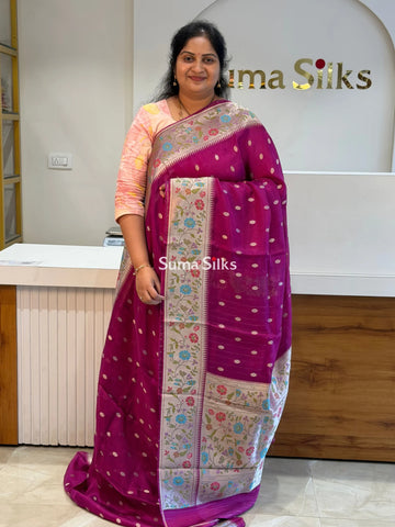 Manipuri Kota Paithani Design Magenta Color