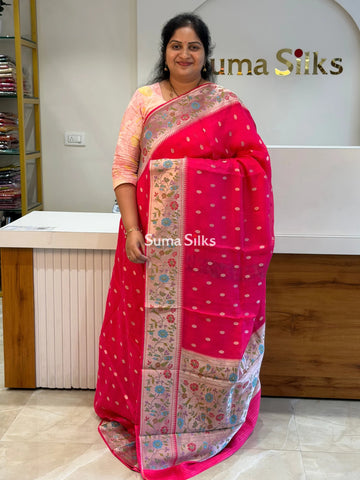 Manipuri Kota Paithani Design Pink Color