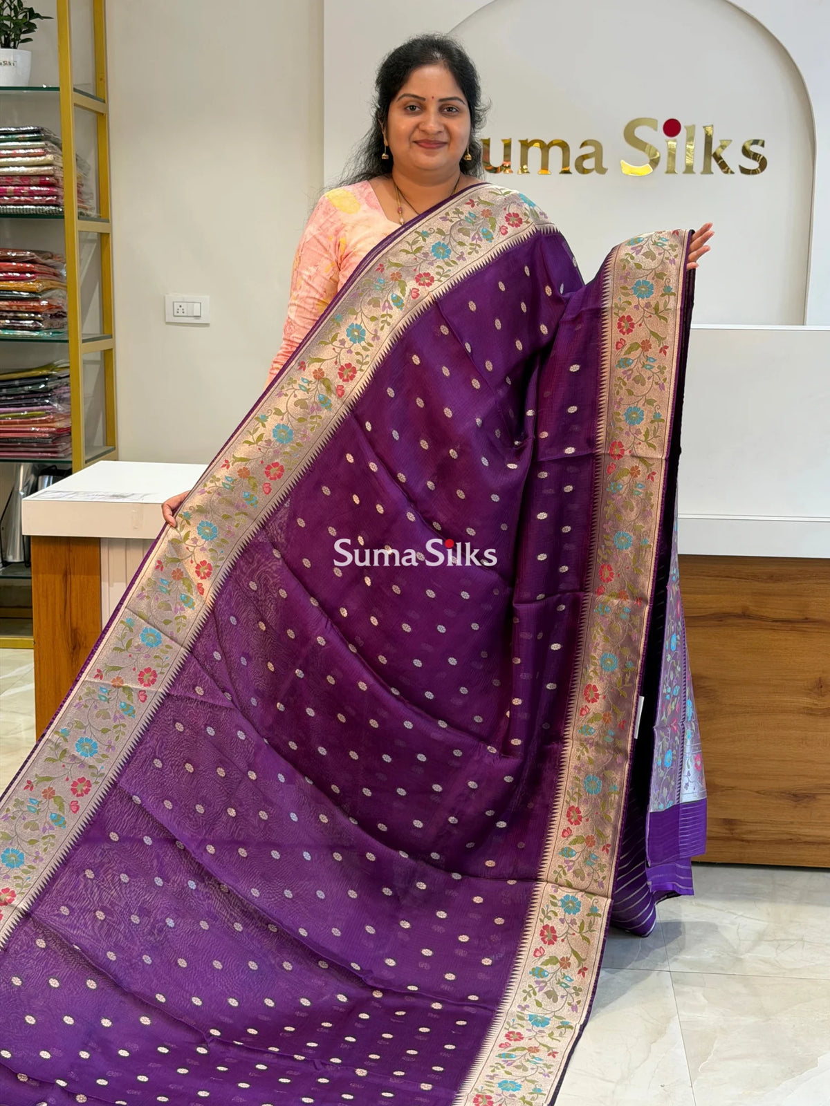 Manipuri Kota Paithani Design Purple Color