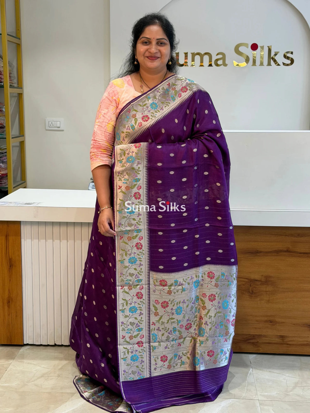 Manipuri Kota Paithani Design Purple Color