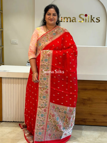 Manipuri Kota Paithani Design Red Color