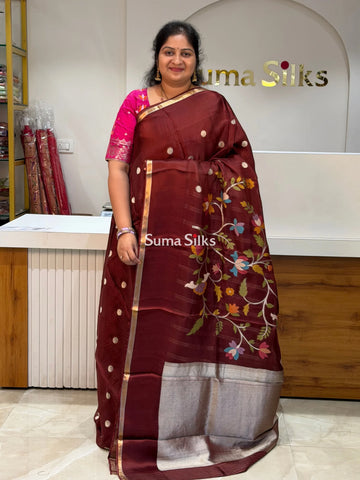 Manipuri Kota Paithani Pallu Brown Color