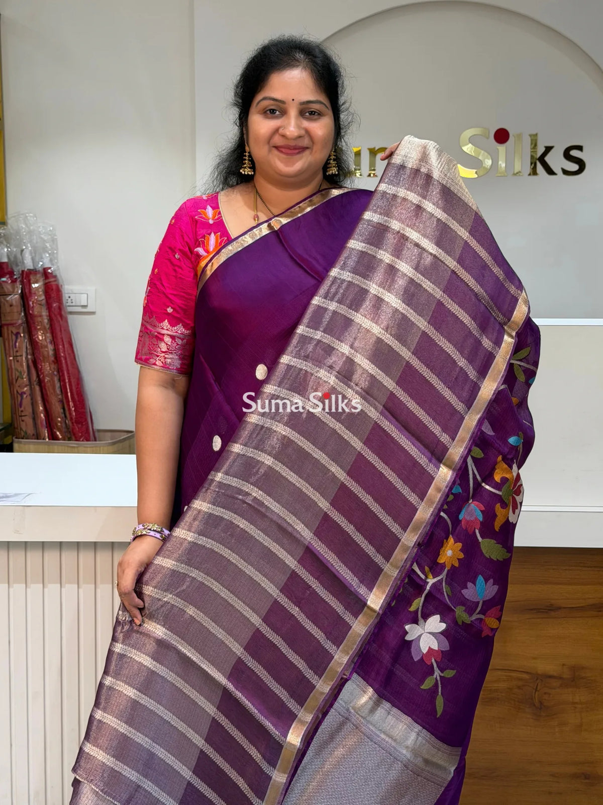 Manipuri Kota Paithani Pallu Purple Color