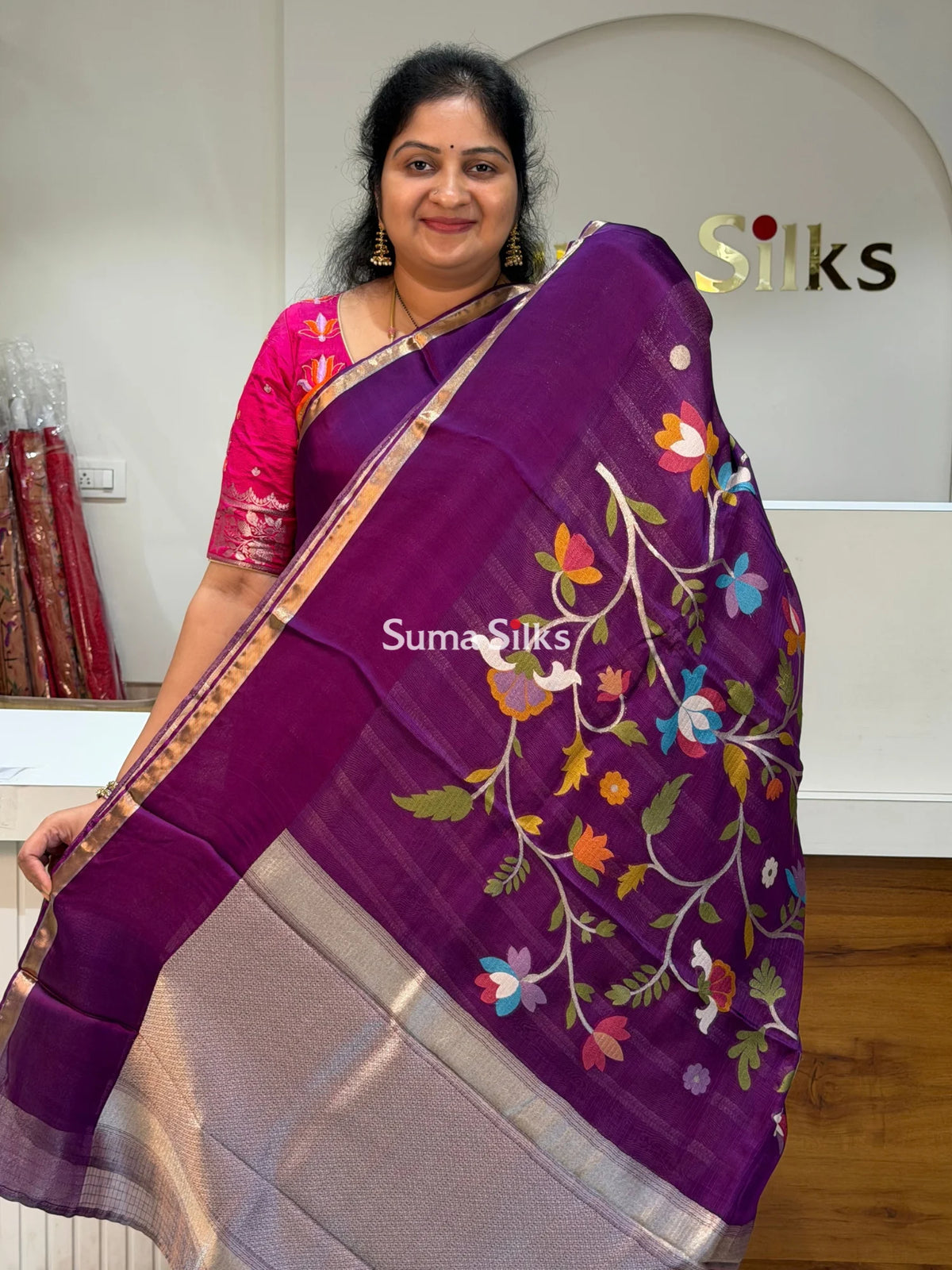 Manipuri Kota Paithani Pallu Purple Color
