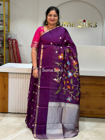 Manipuri Kota Paithani Pallu Purple Color