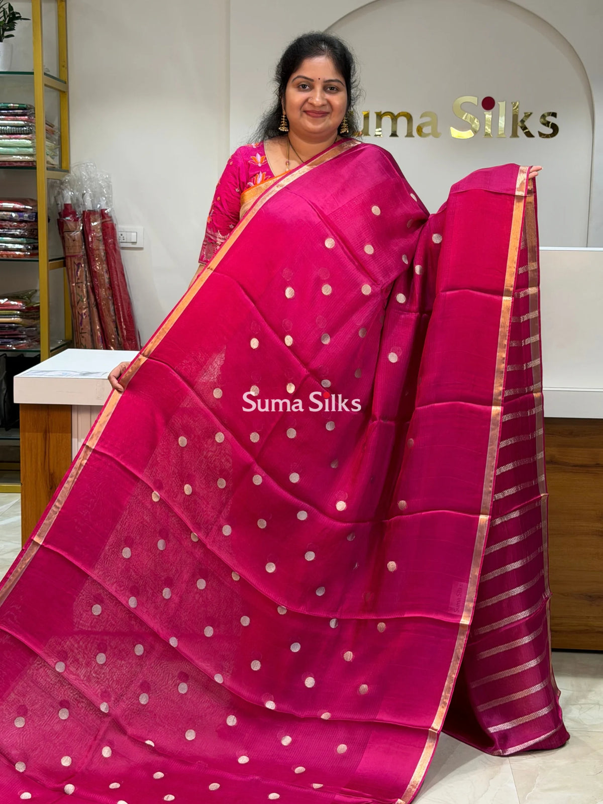 Manipuri Kota Paithani Pallu Rani Pink Color