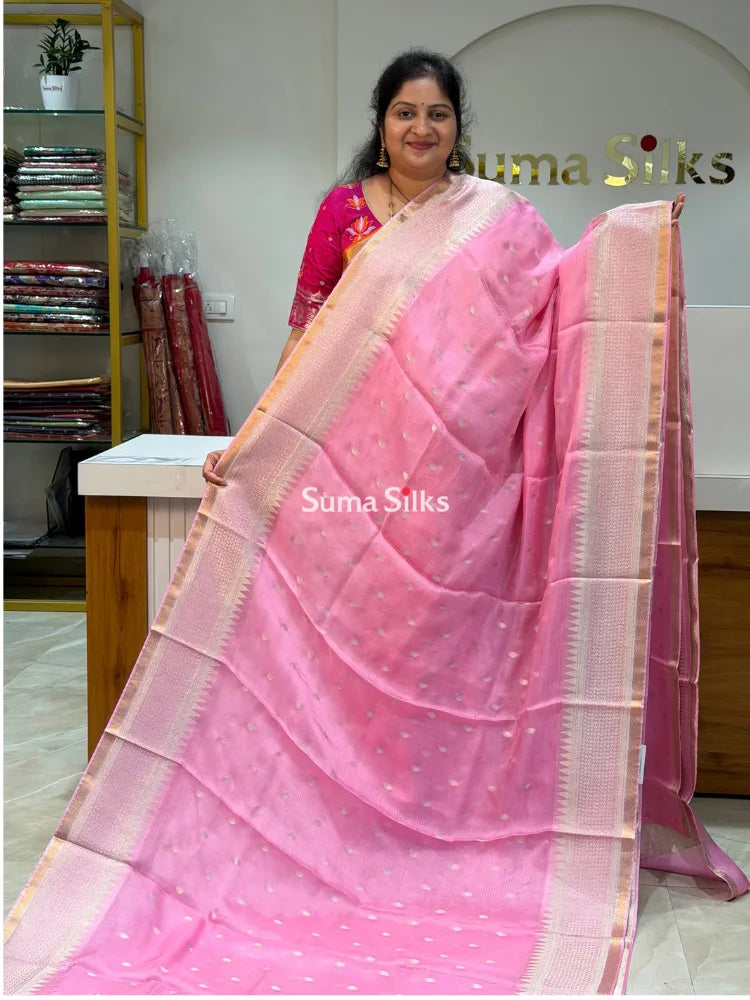 Manipuri Kota Parrot Paithani Pallu Baby Pink Color