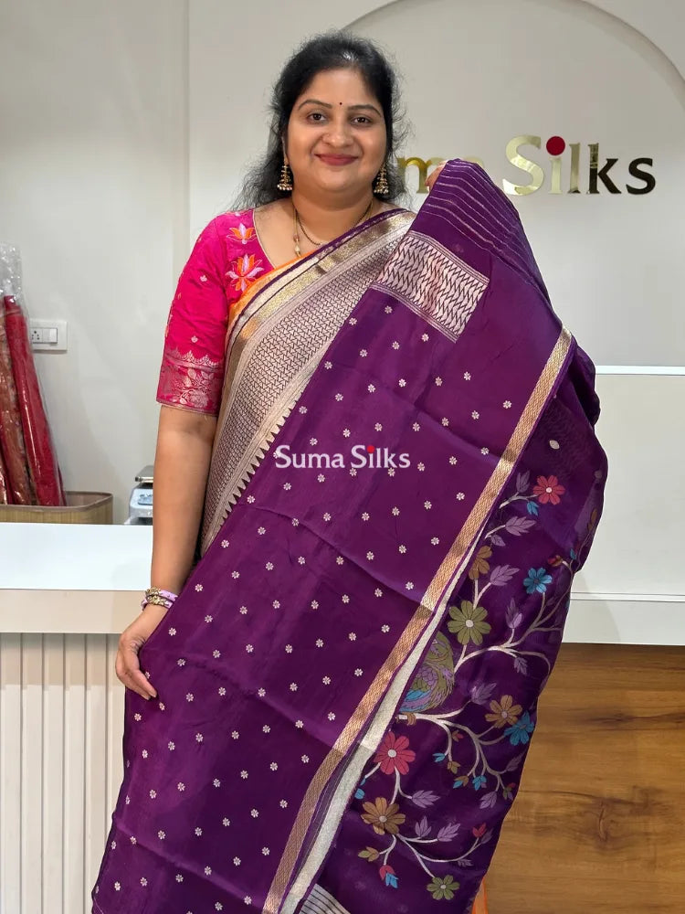 Manipuri Kota Parrot Paithani Pallu Purple Color