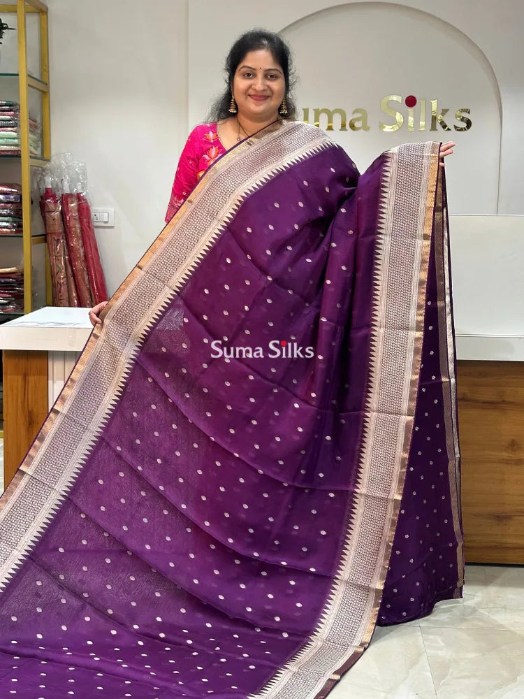 Manipuri Kota Parrot Paithani Pallu Purple Color