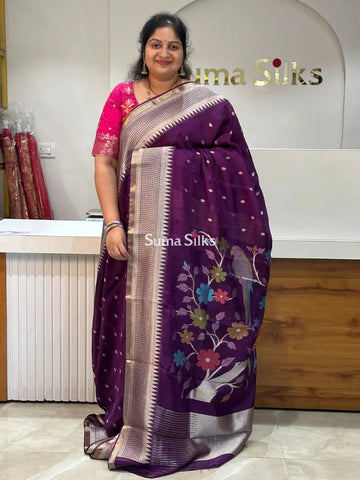 Manipuri Kota Parrot Paithani Pallu Purple Color