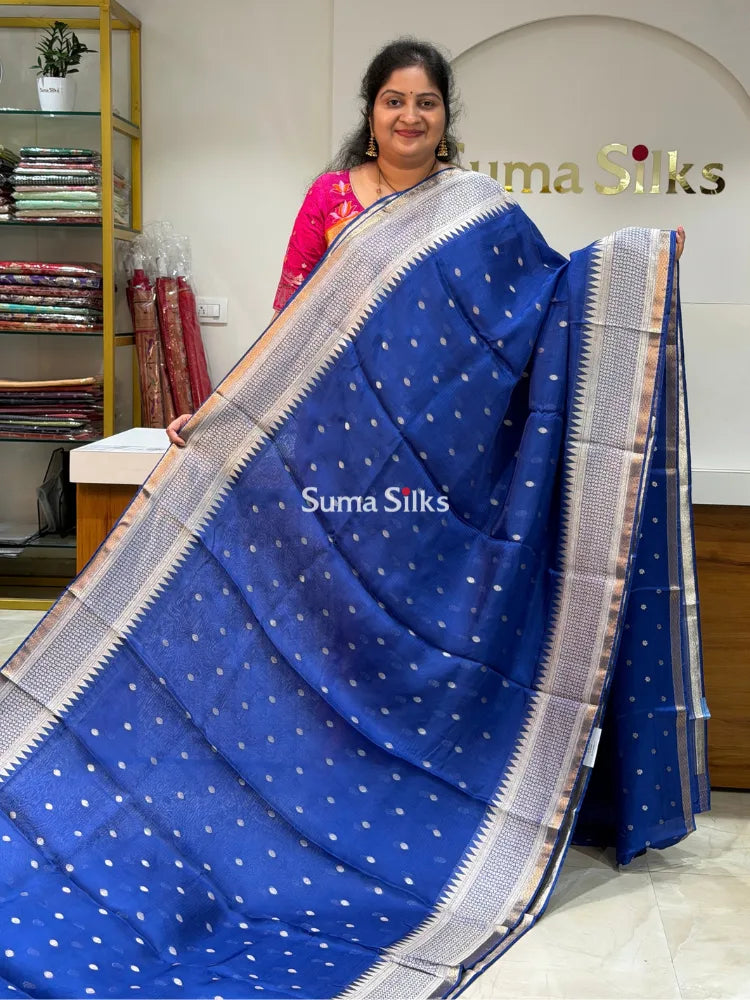 Manipuri Kota Parrot Paithani Pallu Royal Blue Color
