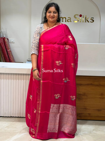 Manipuri Kota Poppins Saree Rani Color