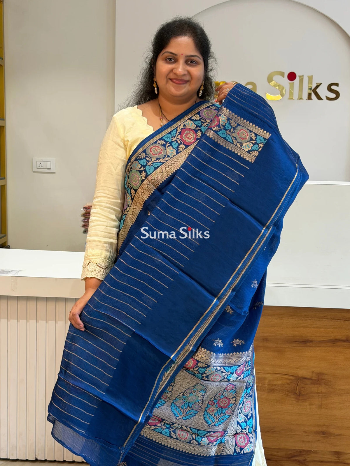 Manipuri Kota Sarees Blue Color