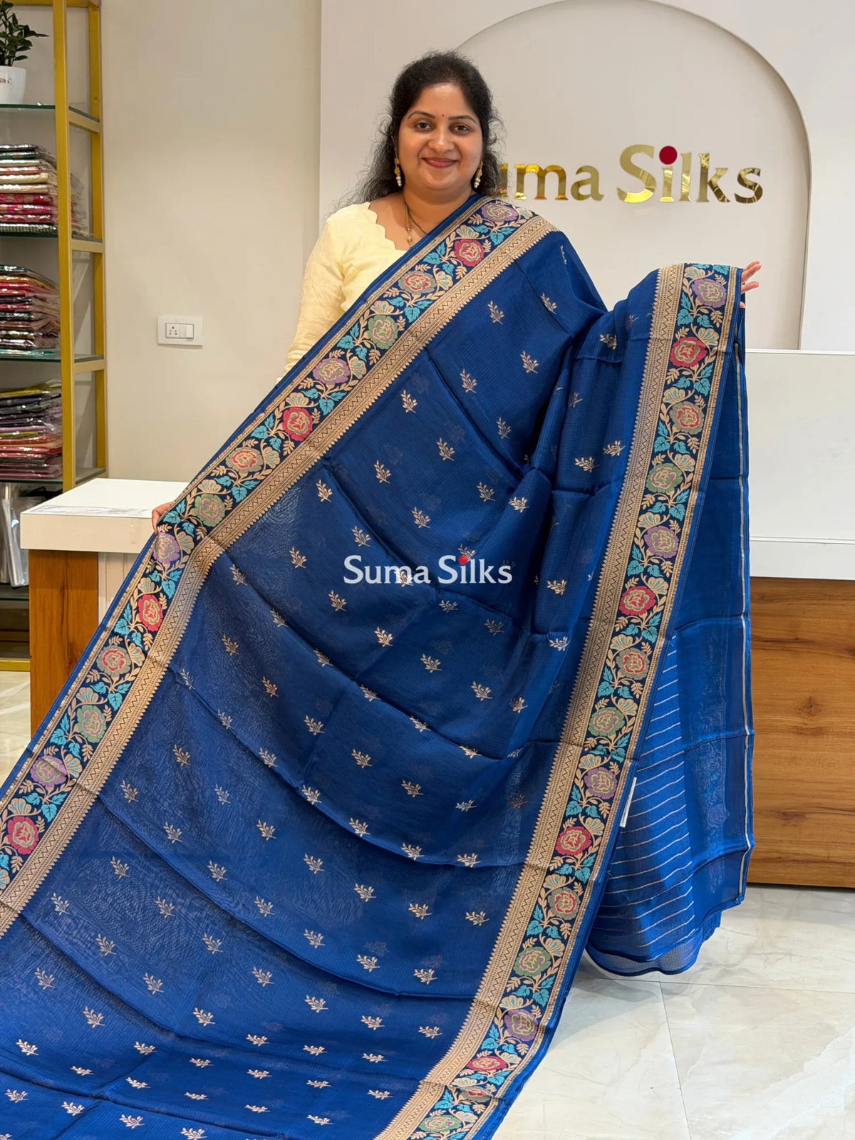 Manipuri Kota Sarees Blue Color