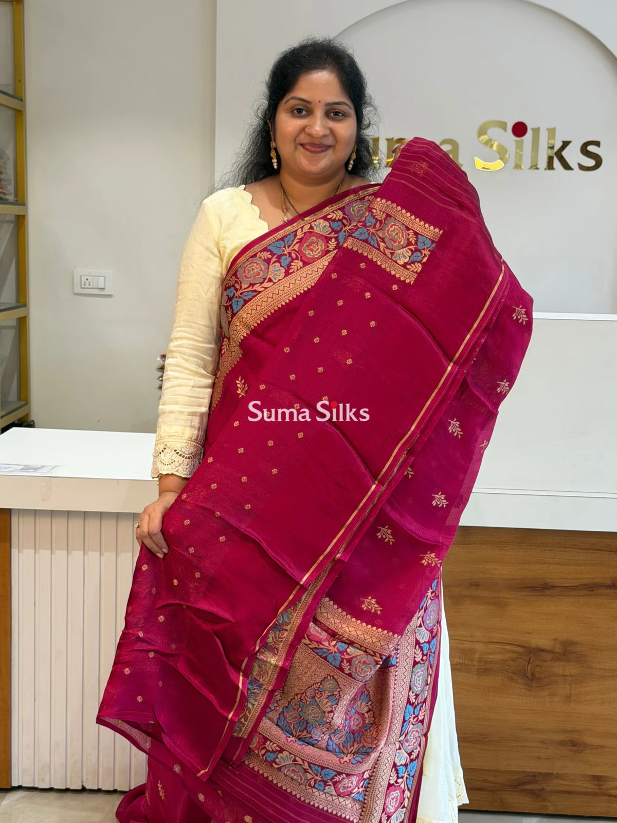 Manipuri Kota Sarees Magenta Color