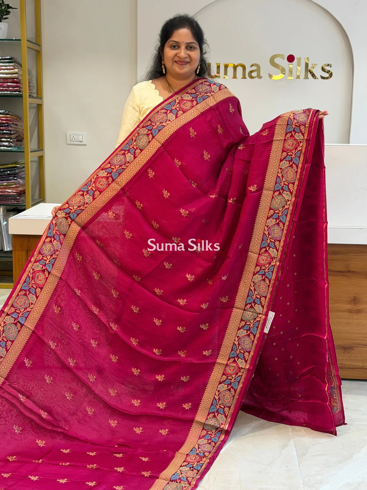 Manipuri Kota Sarees Magenta Color
