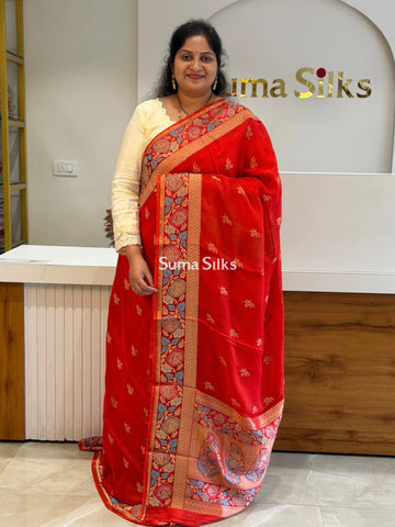 Manipuri Kota Sarees Orange Color