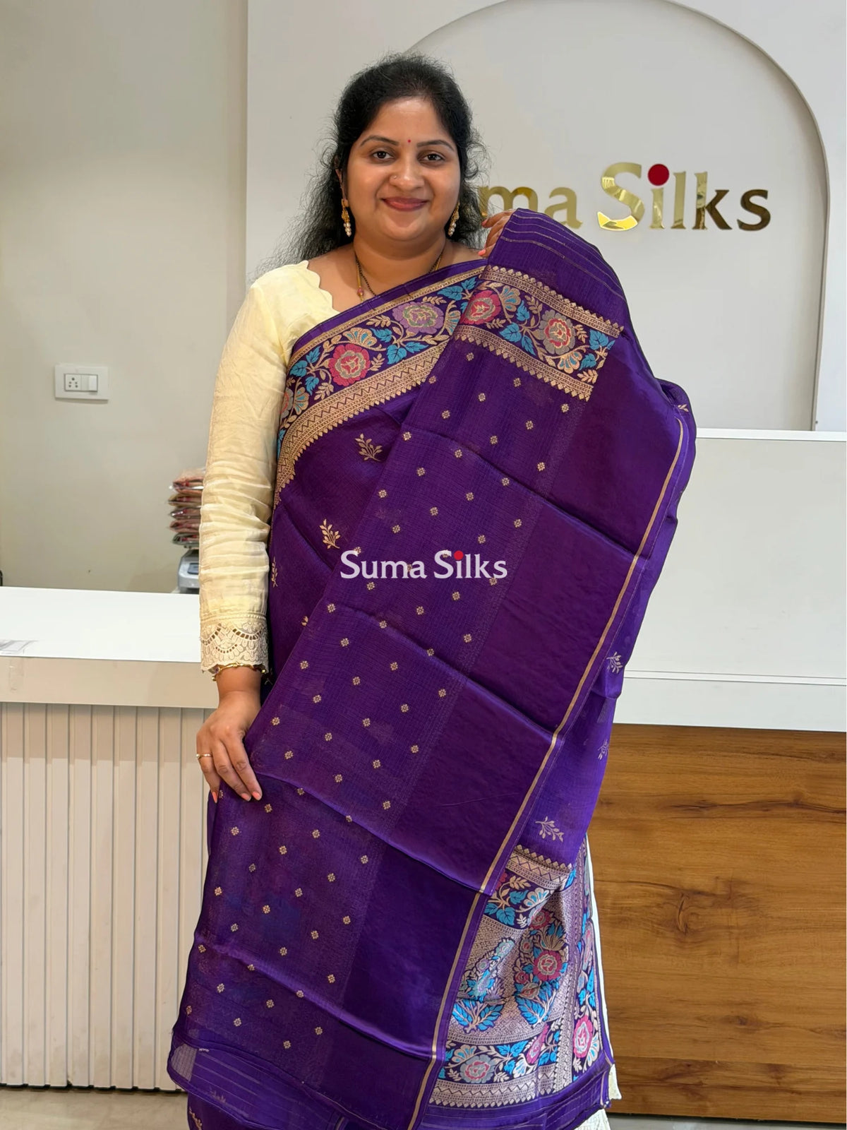Manipuri Kota Sarees Purple Color