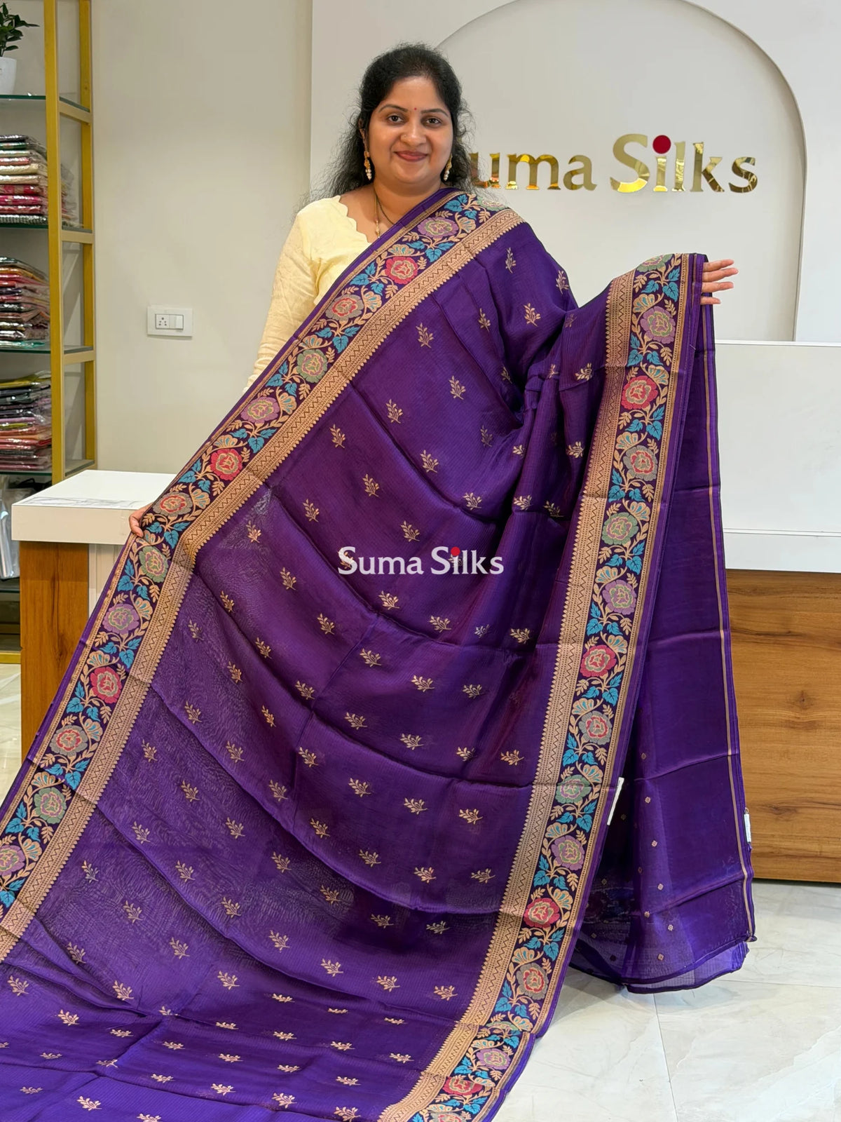 Manipuri Kota Sarees Purple Color
