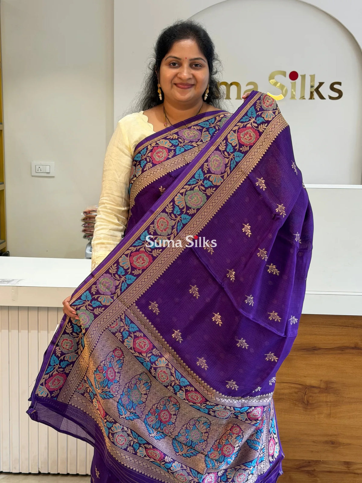 Manipuri Kota Sarees Purple Color