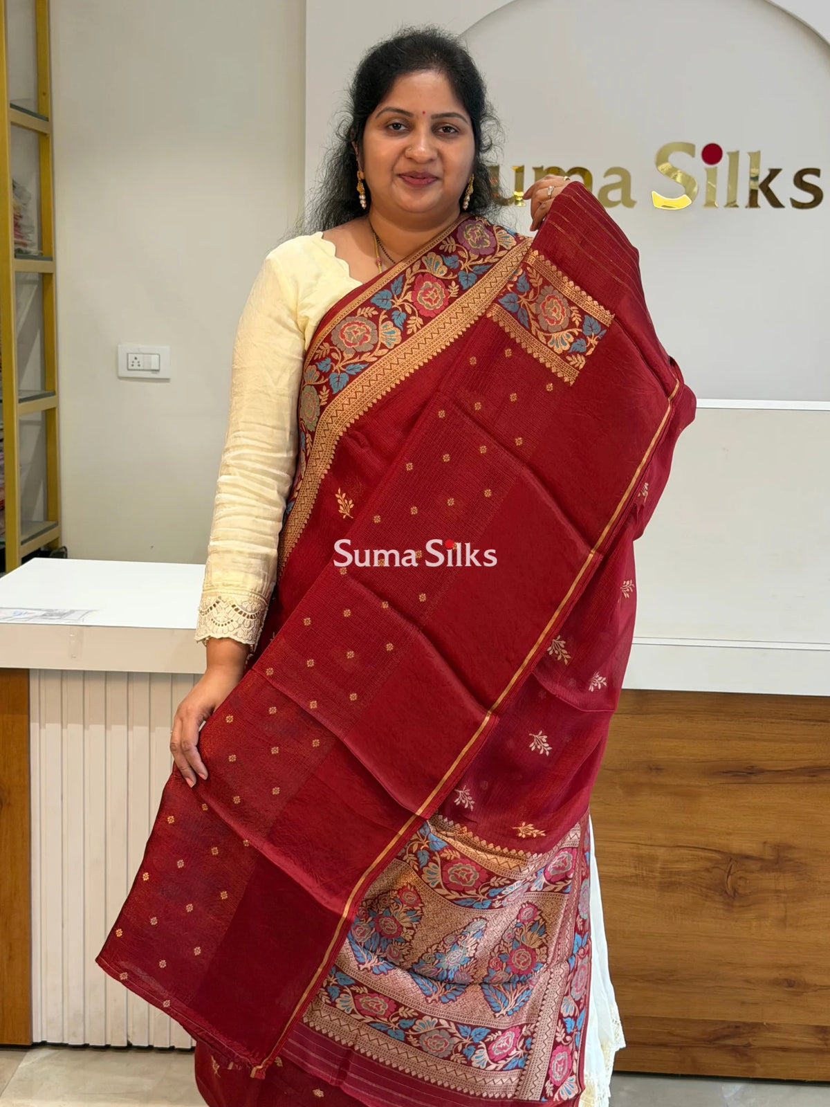 Manipuri Kota Sarees Rust Color