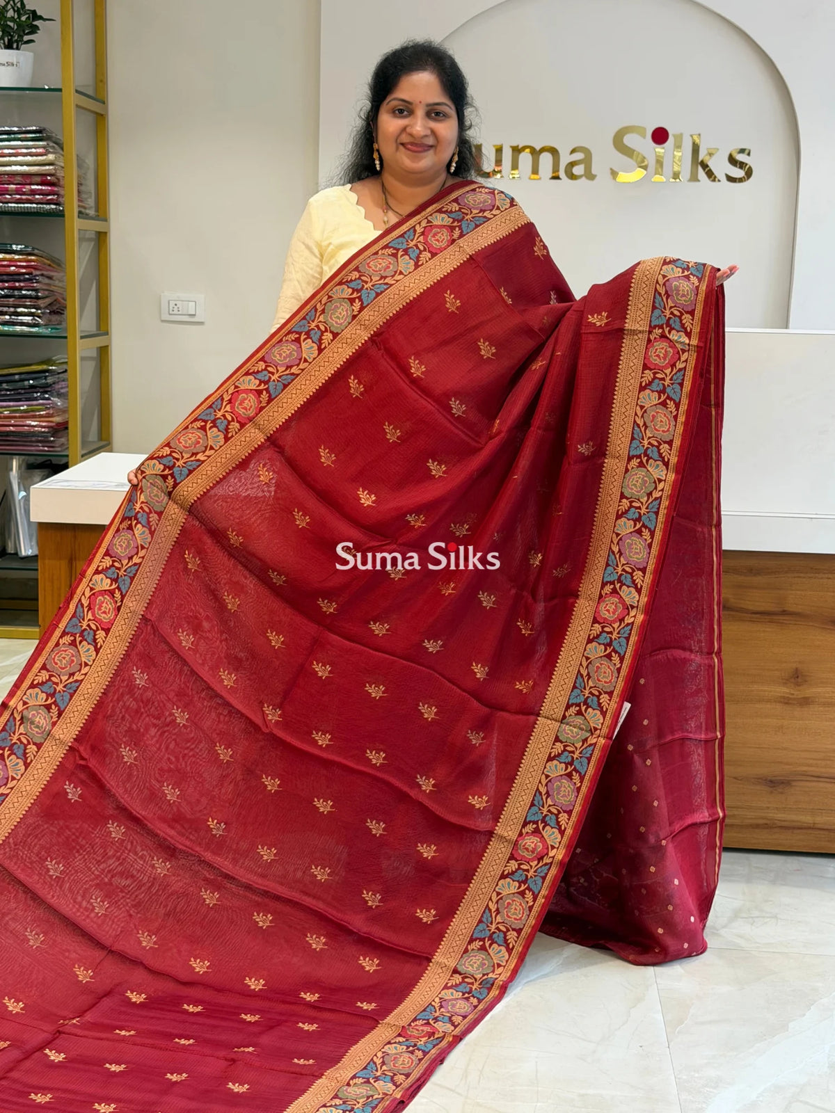 Manipuri Kota Sarees Rust Color