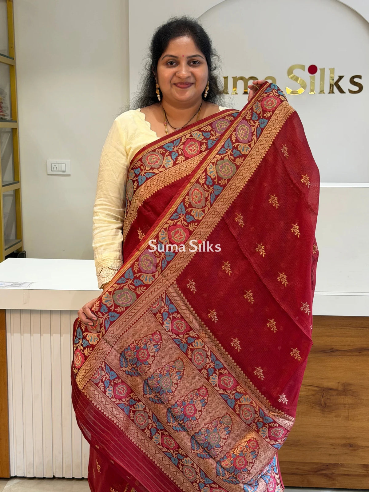 Manipuri Kota Sarees Rust Color
