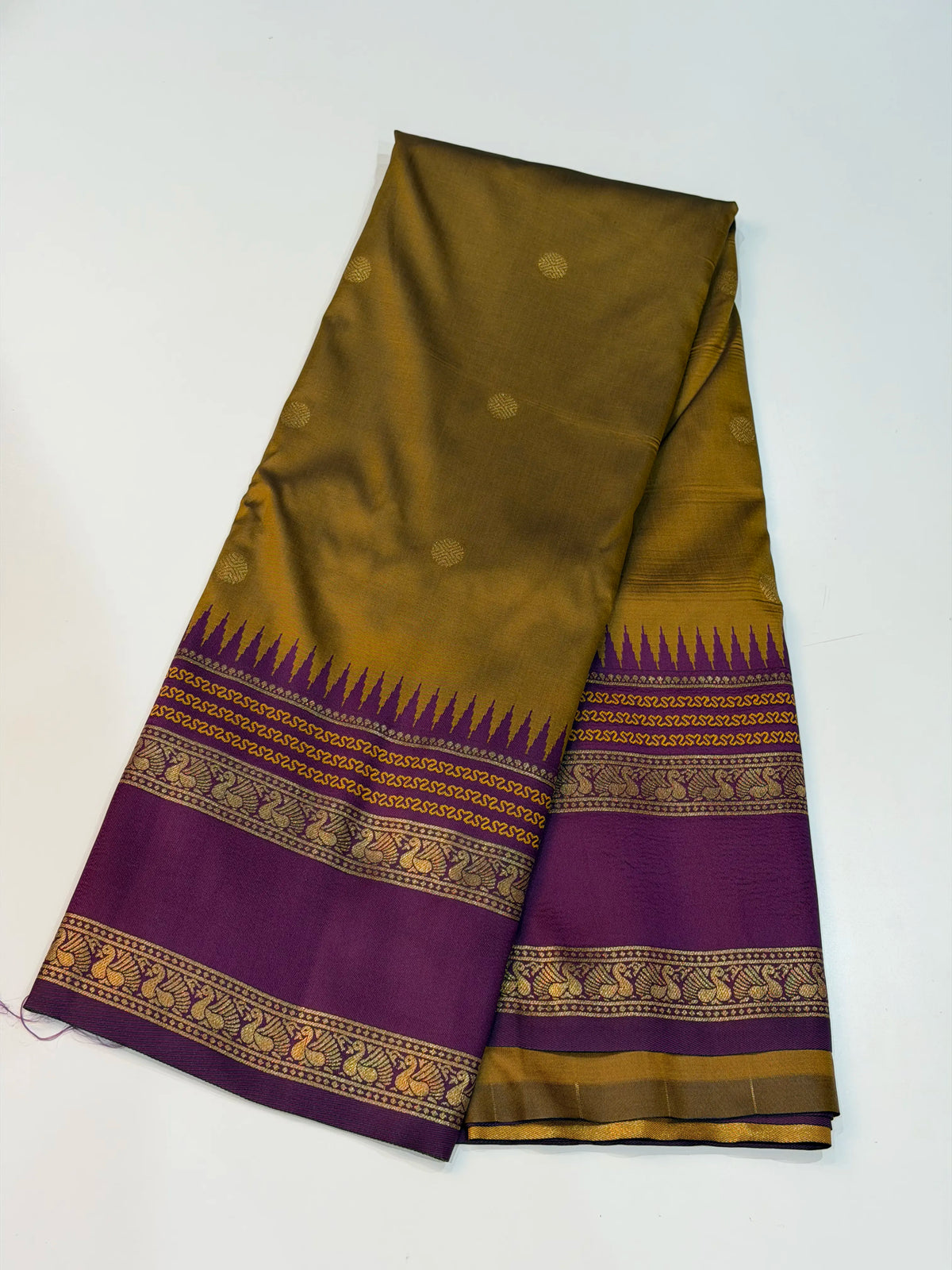 Semi Gadwal Saree - Methi Color