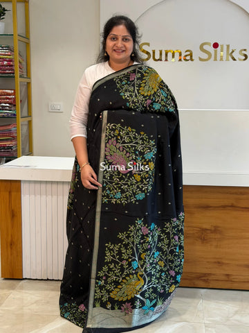 Moonga Tussar Peacock Black SSS1510-5