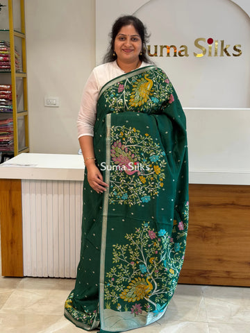 Moonga Tussar Peacock Green SSS1510-6