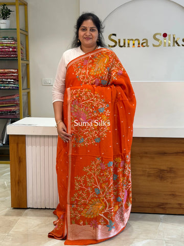 Moonga Tussar Peacock Orange SSS1510-3