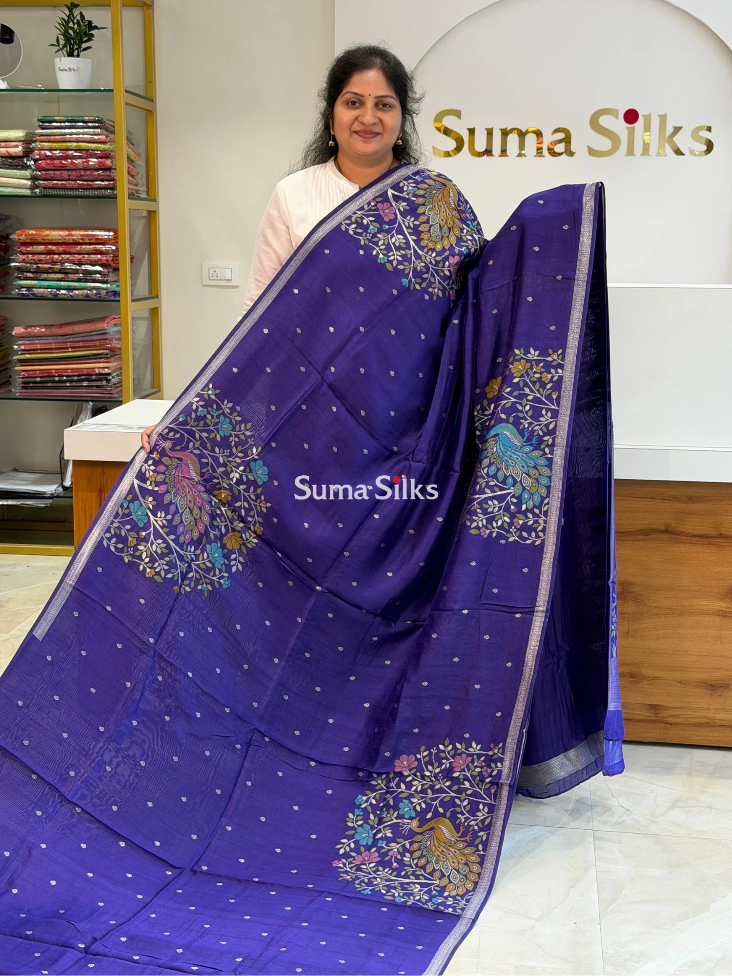 Moonga Tussar Peacock Purple SSS1510-1