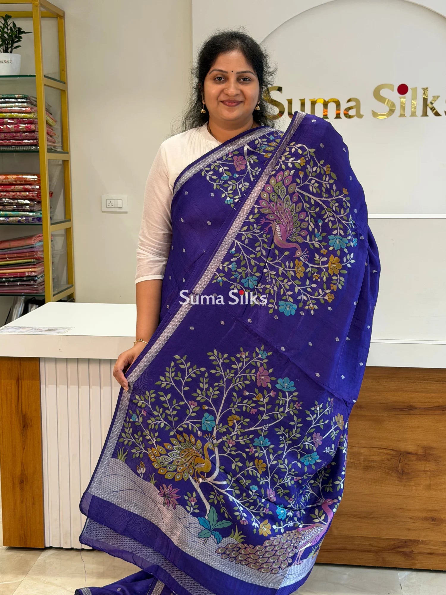 Moonga Tussar Peacock Purple SSS1510-1