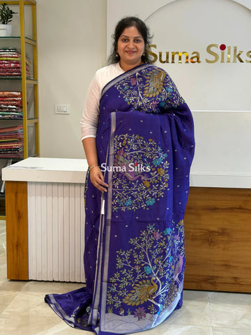 Moonga Tussar Peacock Purple SSS1510-1