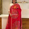 Moonga Tussar Peacock Red