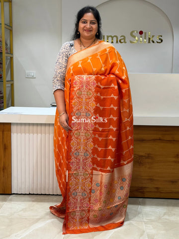 Moonga Crepe Silk Saree Orange Color