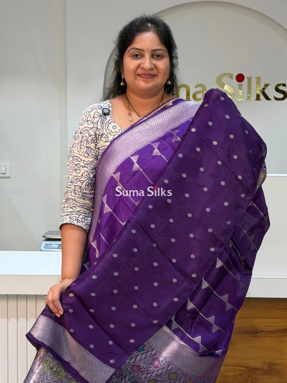 Moonga Crepe Silk Saree Purple Color