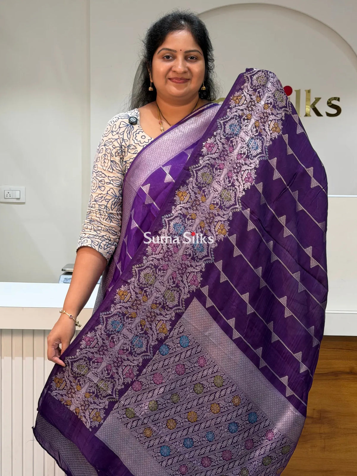 Moonga Crepe Silk Saree Purple Color