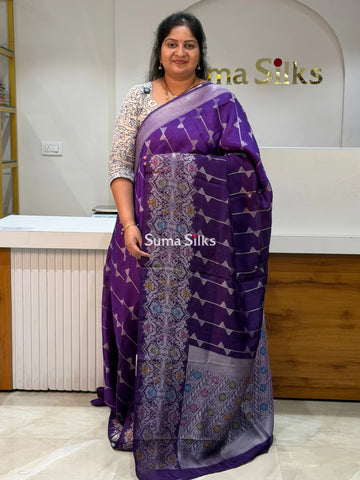 Moonga Crepe Silk Saree Purple Color