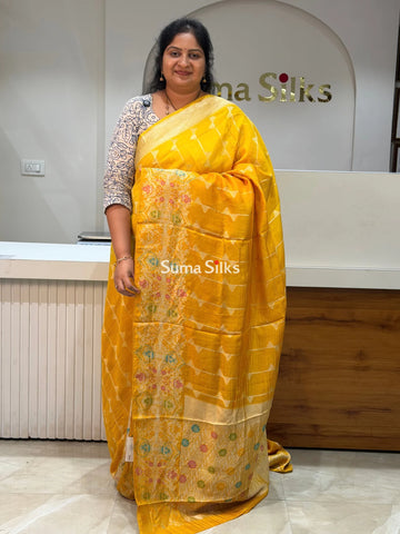 Moonga Crepe Silk Saree Yellow Color