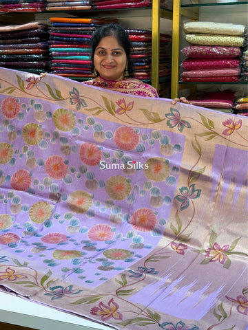 Moonga Silk Saree Lavender Color
