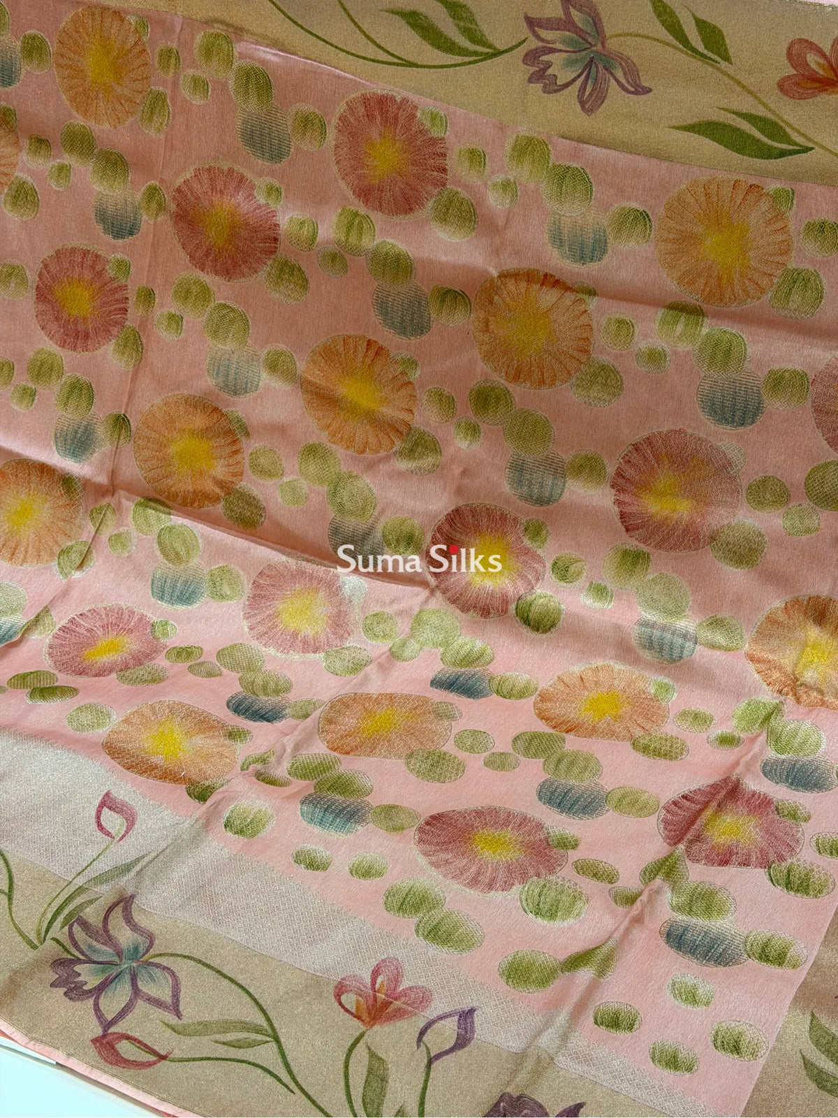 Moonga Silk Saree Peach Color