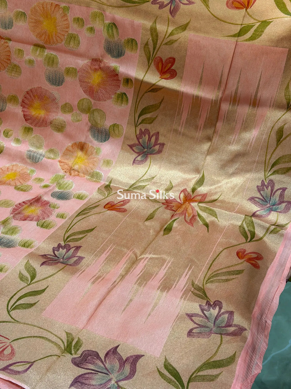 Moonga Silk Saree Peach Color