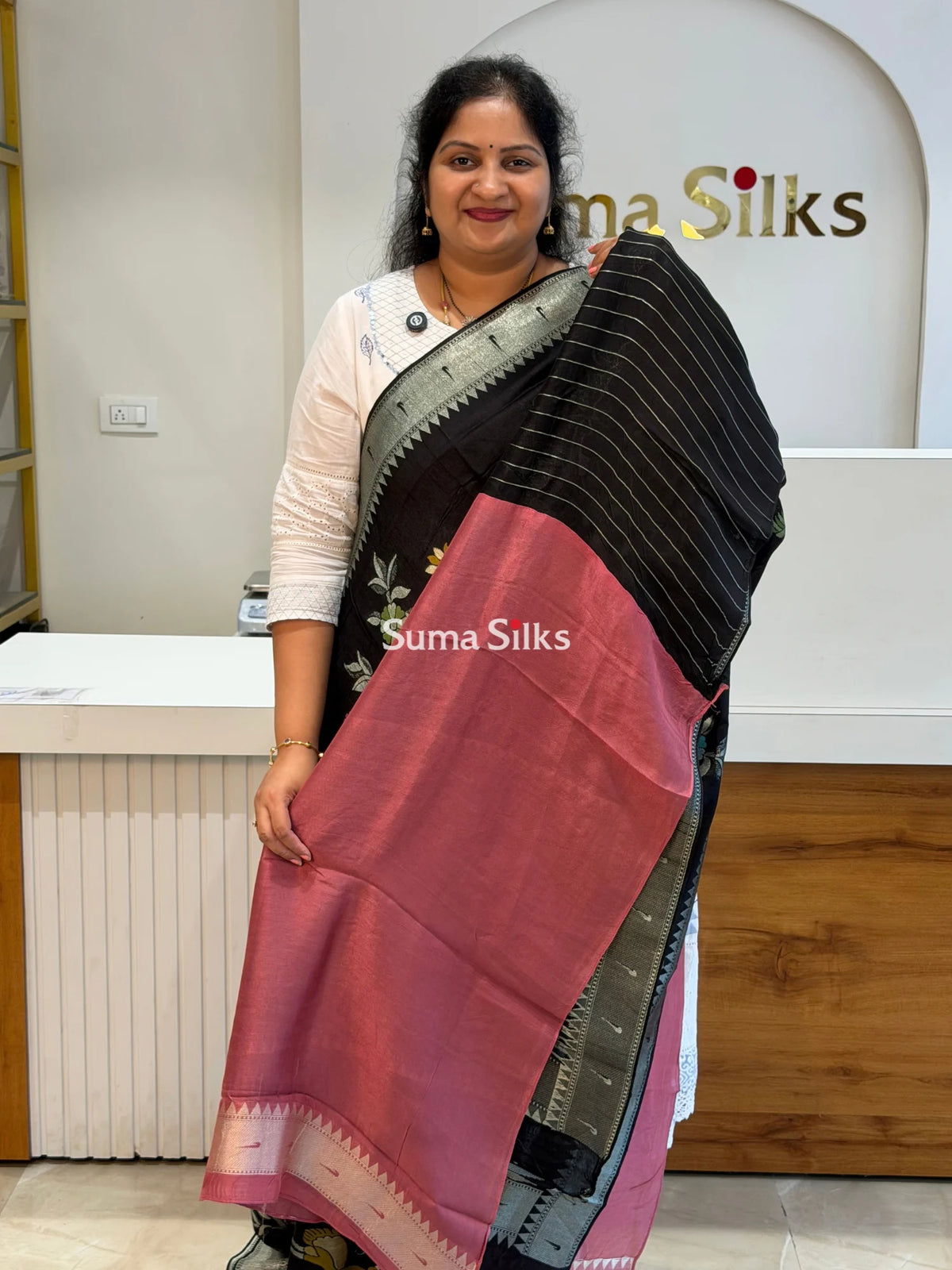 Moonga Tussar Black Color
