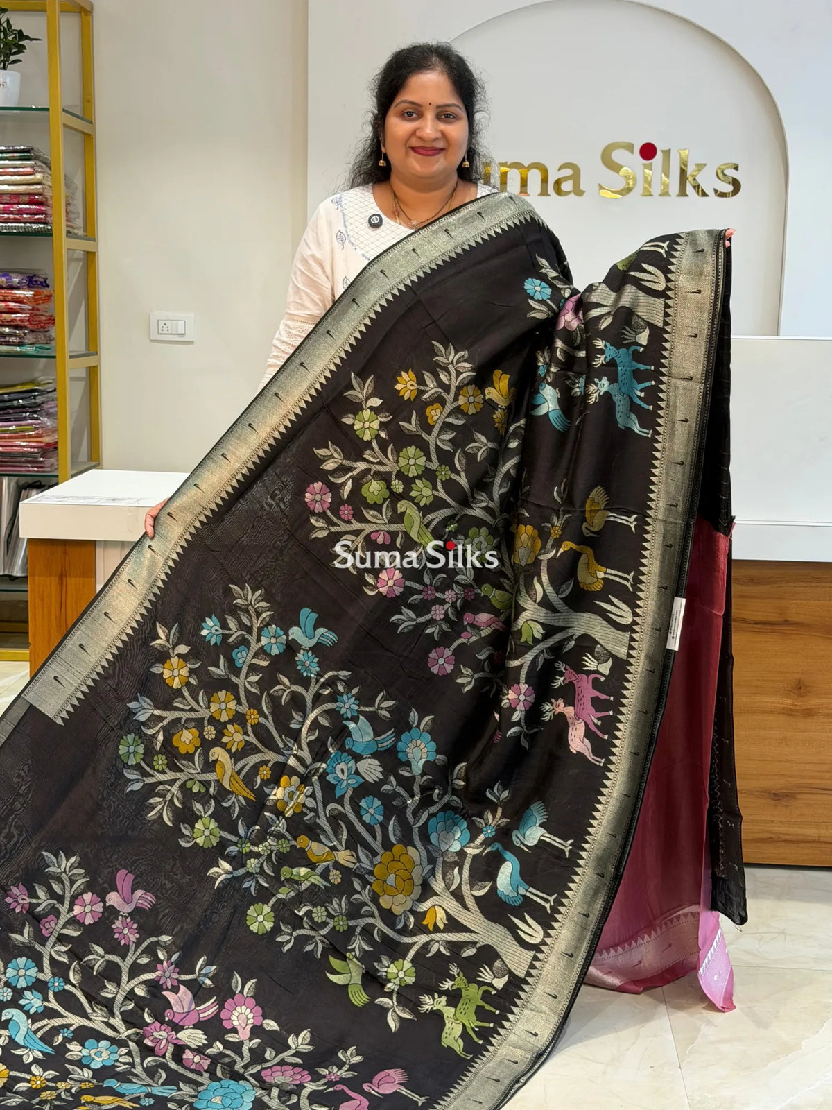 Moonga Tussar Black Color